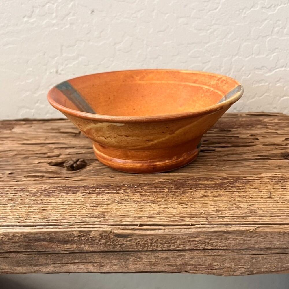 Art Studio Pottery Bowl Warm Tones Single Stripe MCM 6.75" - Picture 3 of 16